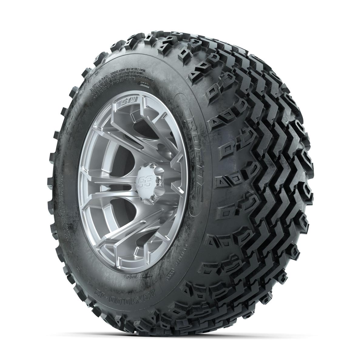 GTW Spyder Silver 12 in Wheels with 23x10.00-12 Rogue All Terrain Tires – Full Set