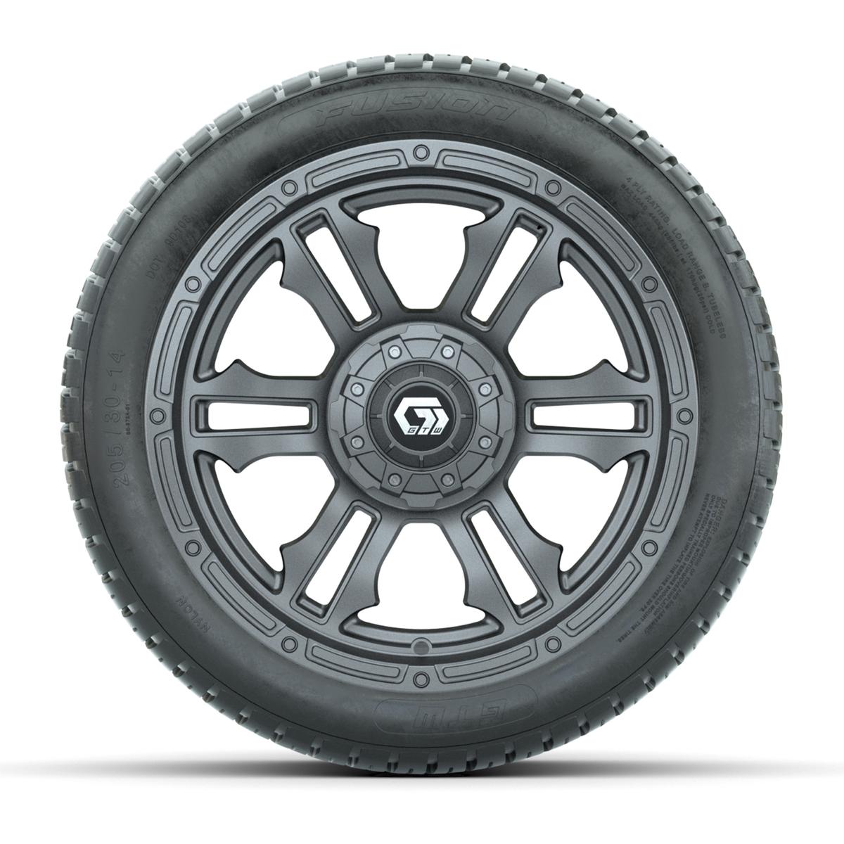 GTW® Shogun Gunmetal 14 in Wheels with 205/30-14 Fusion Street Tires – Full Set