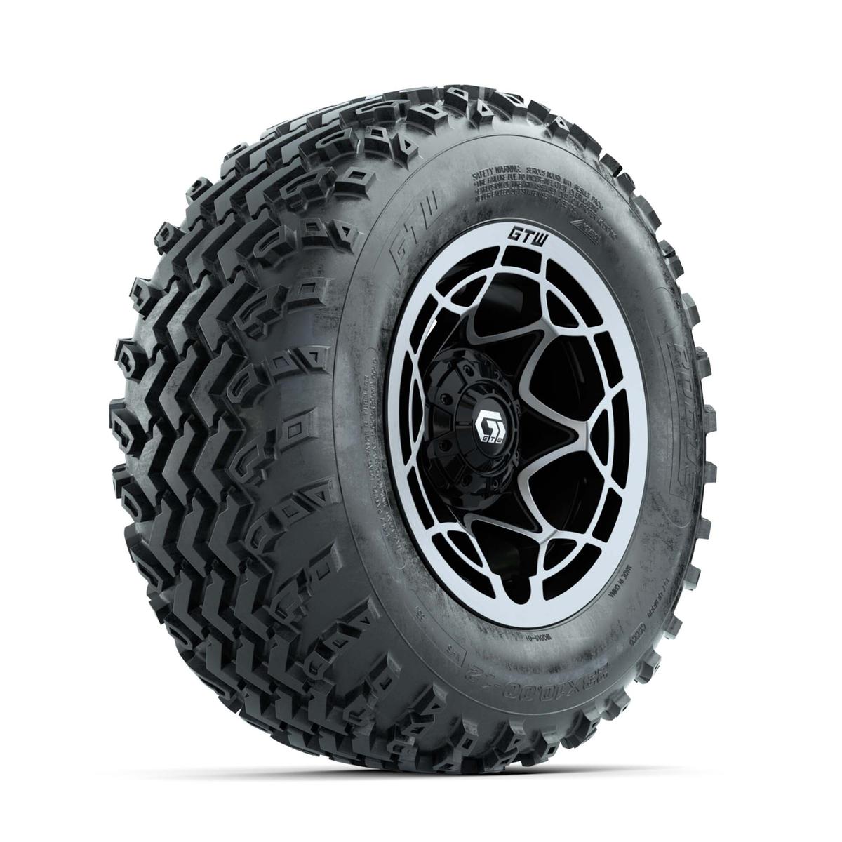 GTW&reg; Nexus Black/Silver 12 in Wheels with 23X10.00-12 Rogue All-Terrain Tires – Full Set