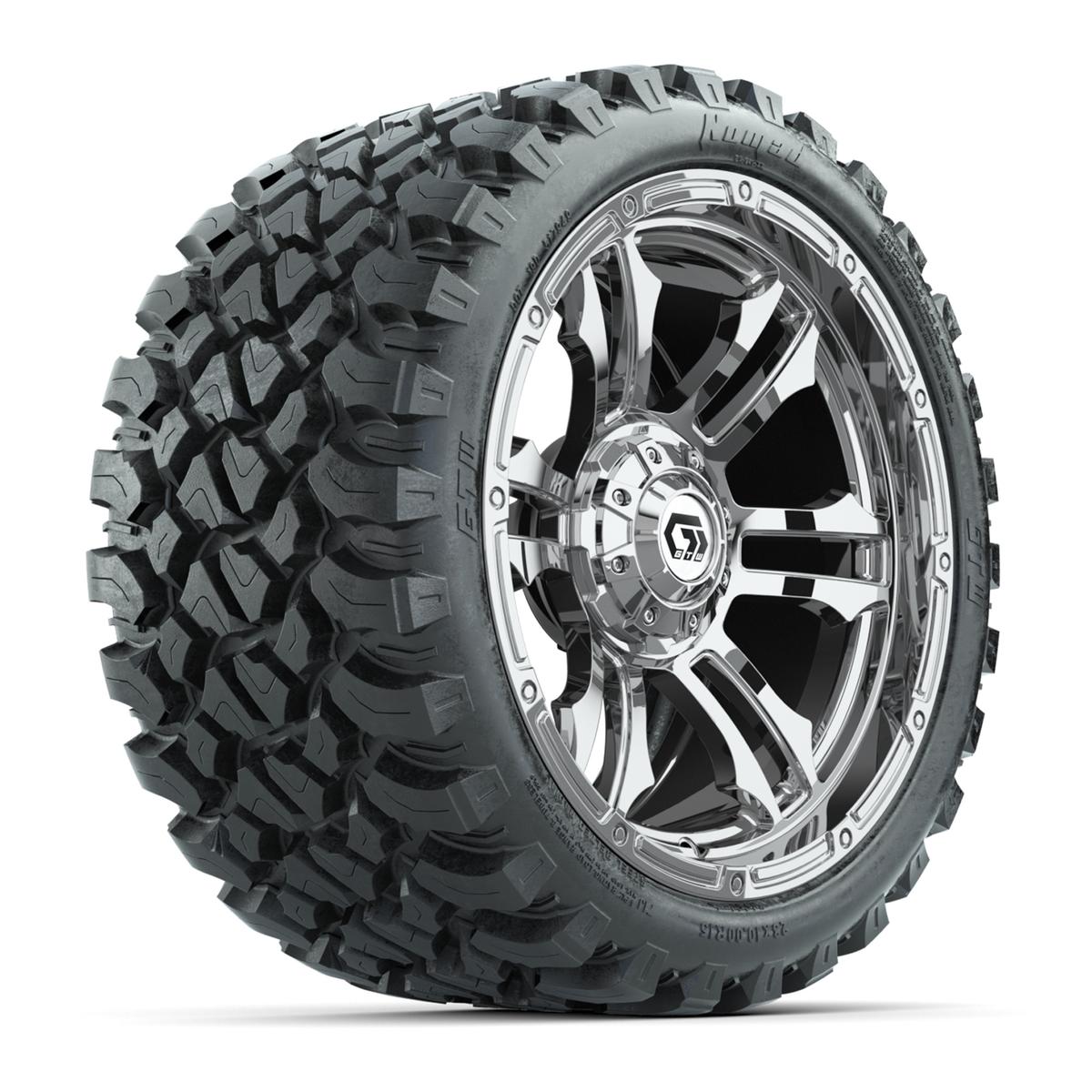 GTW® Shogun Chrome 15 in Wheels with 23x10-R15 Nomad Steel Belted Radial All-Terrain Tires – Full Set