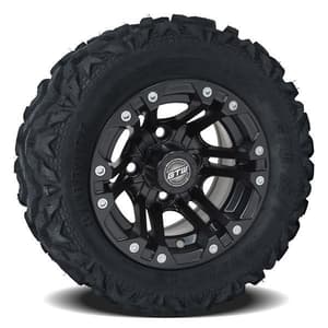Set of (4) GTW&reg; 10 inch Specter Matte Black Wheels on Barrage Mud Tires