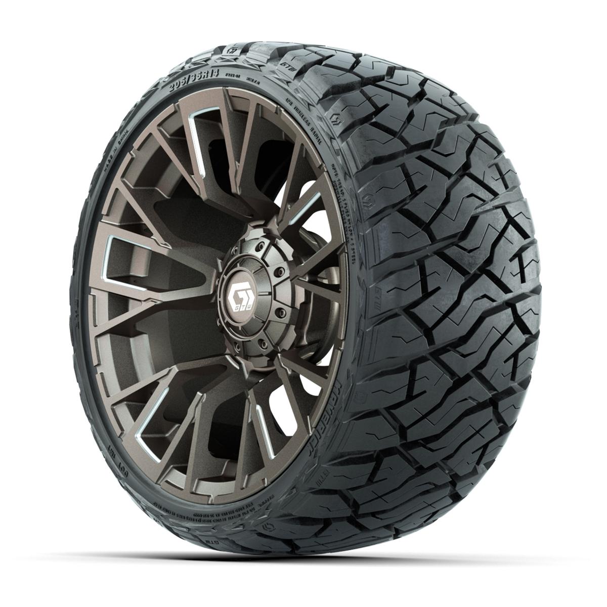 GTW Vandal Satin Bronze/Machined 14 in Wheels with 205/35-R14 Maverick Low-Profile All-Terrain Tires – Full Set