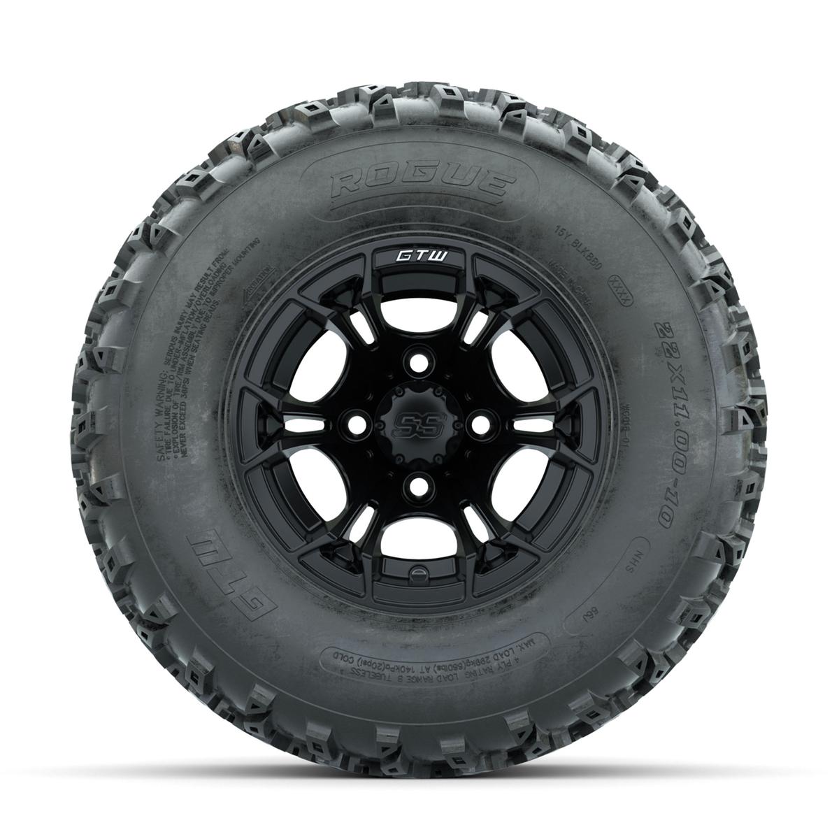 GTW Spyder Matte Black 10 in Wheels with 22x11.00-10 Rogue All Terrain Tires – Full Set