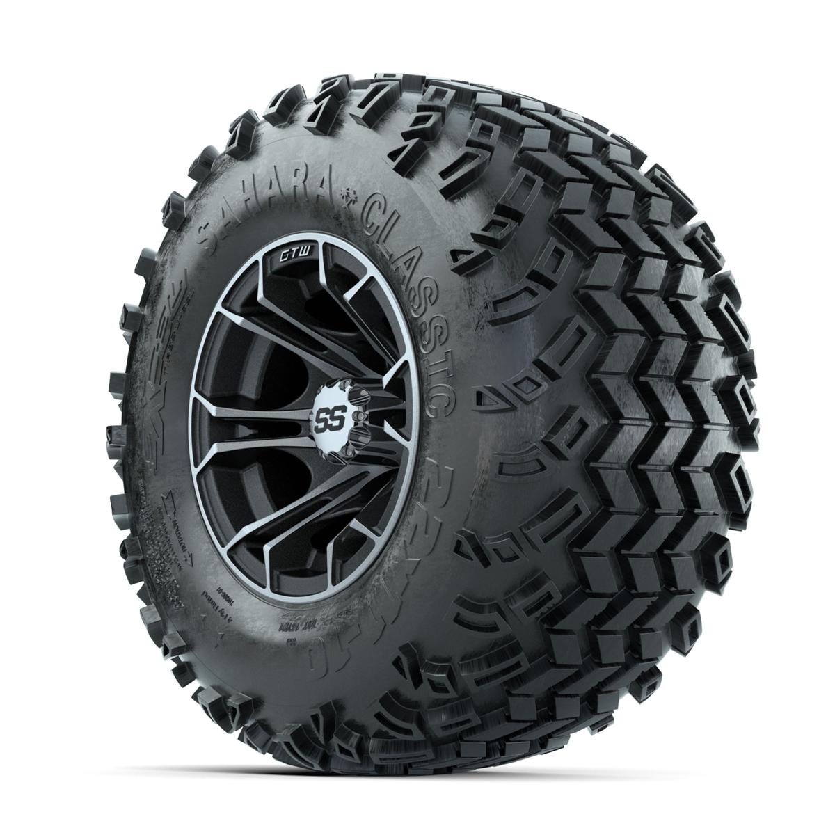 GTW Spyder Machined/Matte Grey 10 in Wheels with 22x11-10 Sahara Classic All Terrain Tires – Full Set
