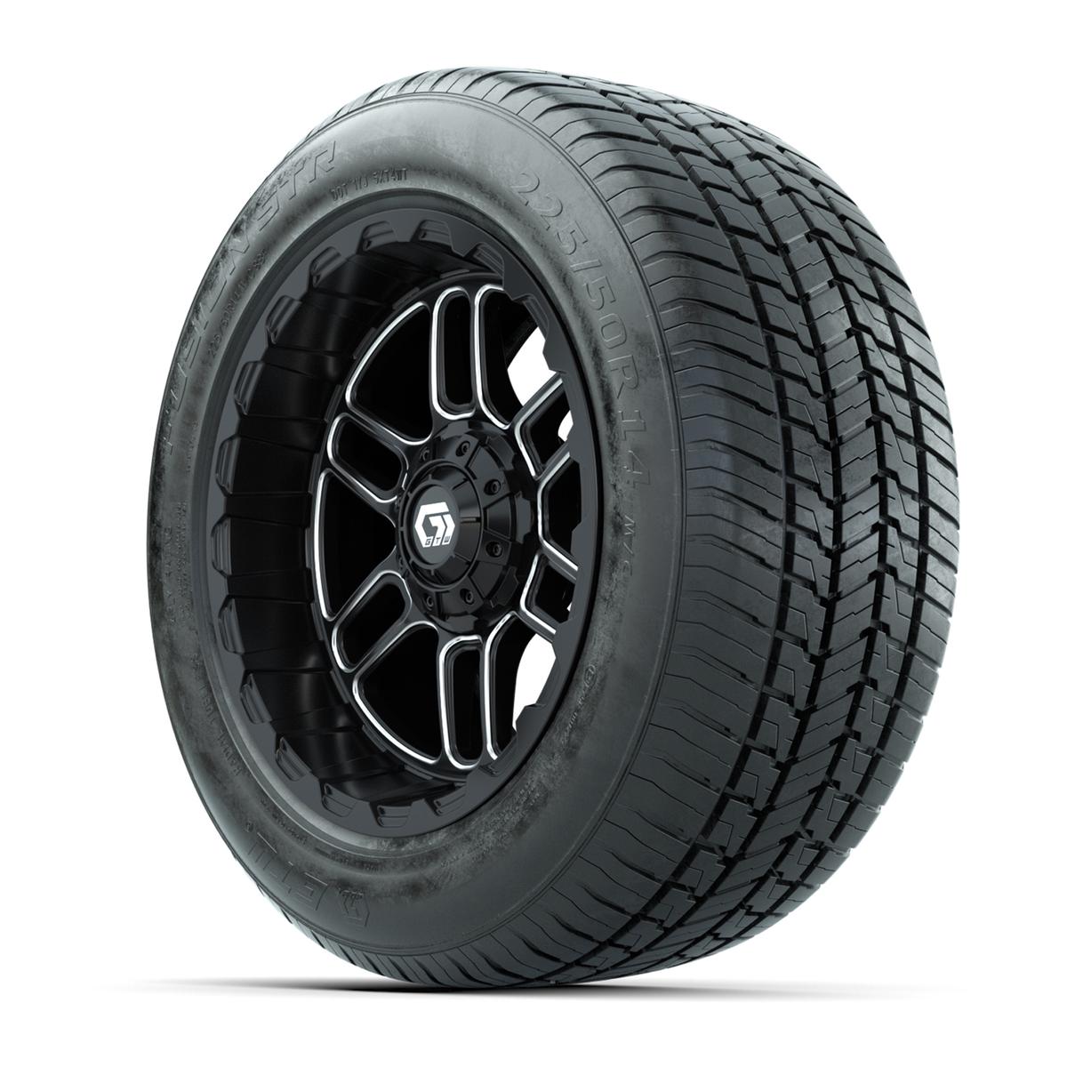 GTW&reg; Titan Black and Machined 14 in Wheels with 255/50-R14 Fusion STR DOT Approved Street Tires - Full Set