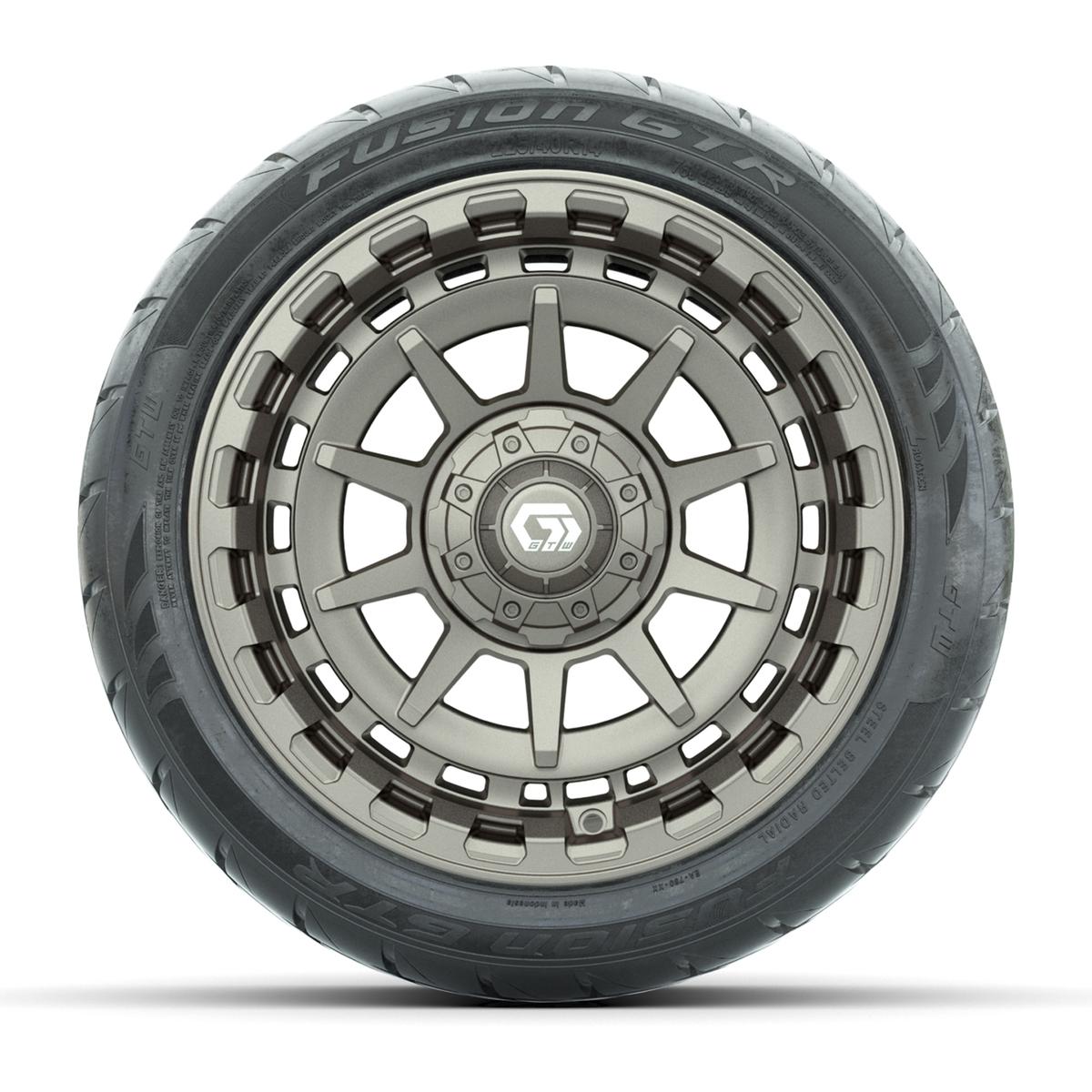 GTW&reg; Barricade Bronze 14 in Wheels with 225/40-R14 Fusion GTR Steel Belt Radial Street Tires – Full Set