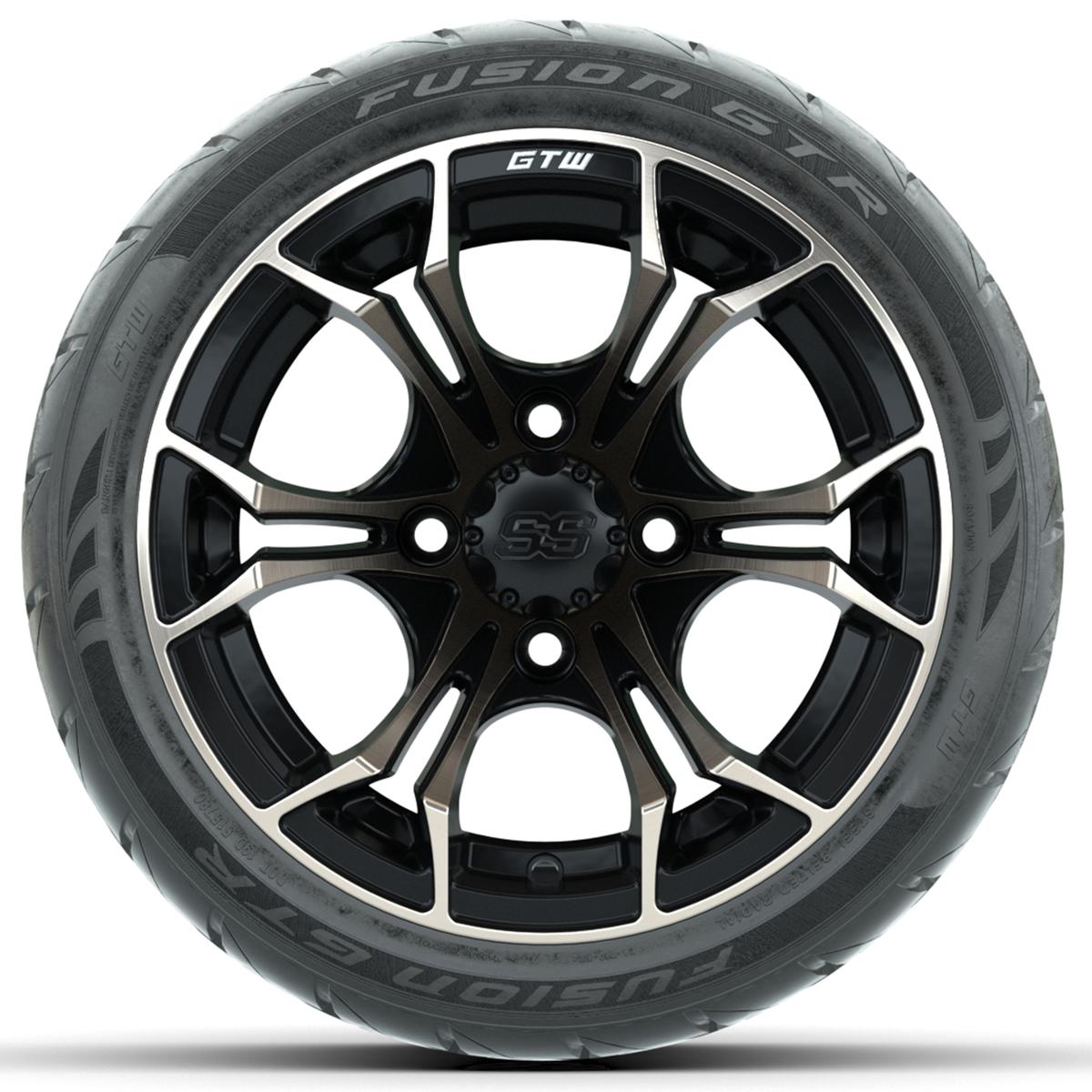 Set of (4) 12 in GTW Spyder Wheels with 215/40-R12 Fusion GTR Street Tires