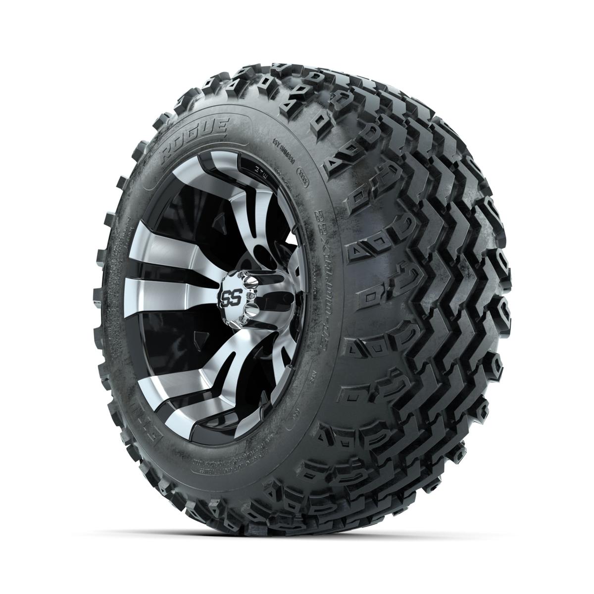 GTW Vampire Machined/Black 12 in Wheels with 22x11.00-12 Rogue All Terrain Tires – Full Set