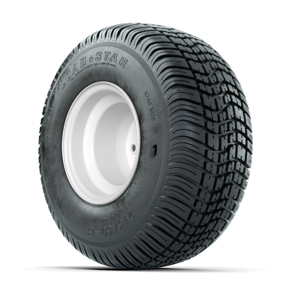 Set of (4) 8 in White Steel Wheels with 18 in Kenda Load Star Tires