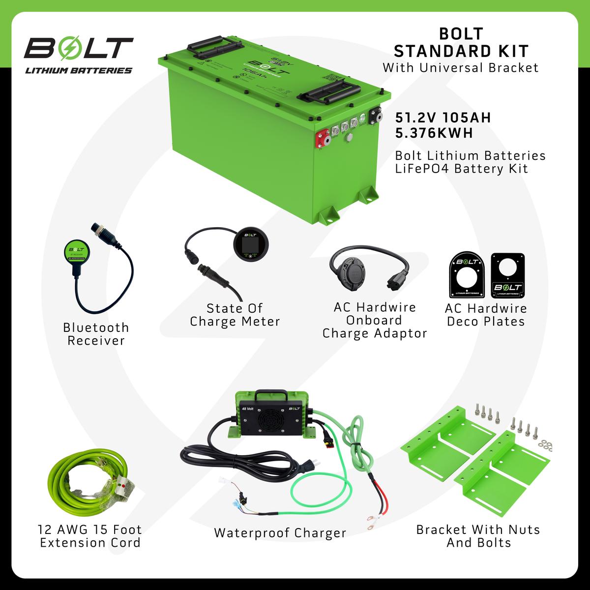 Bolt Energy Yamaha G29/Drive 51V 105AH Thin Heated Standard Battery Kit