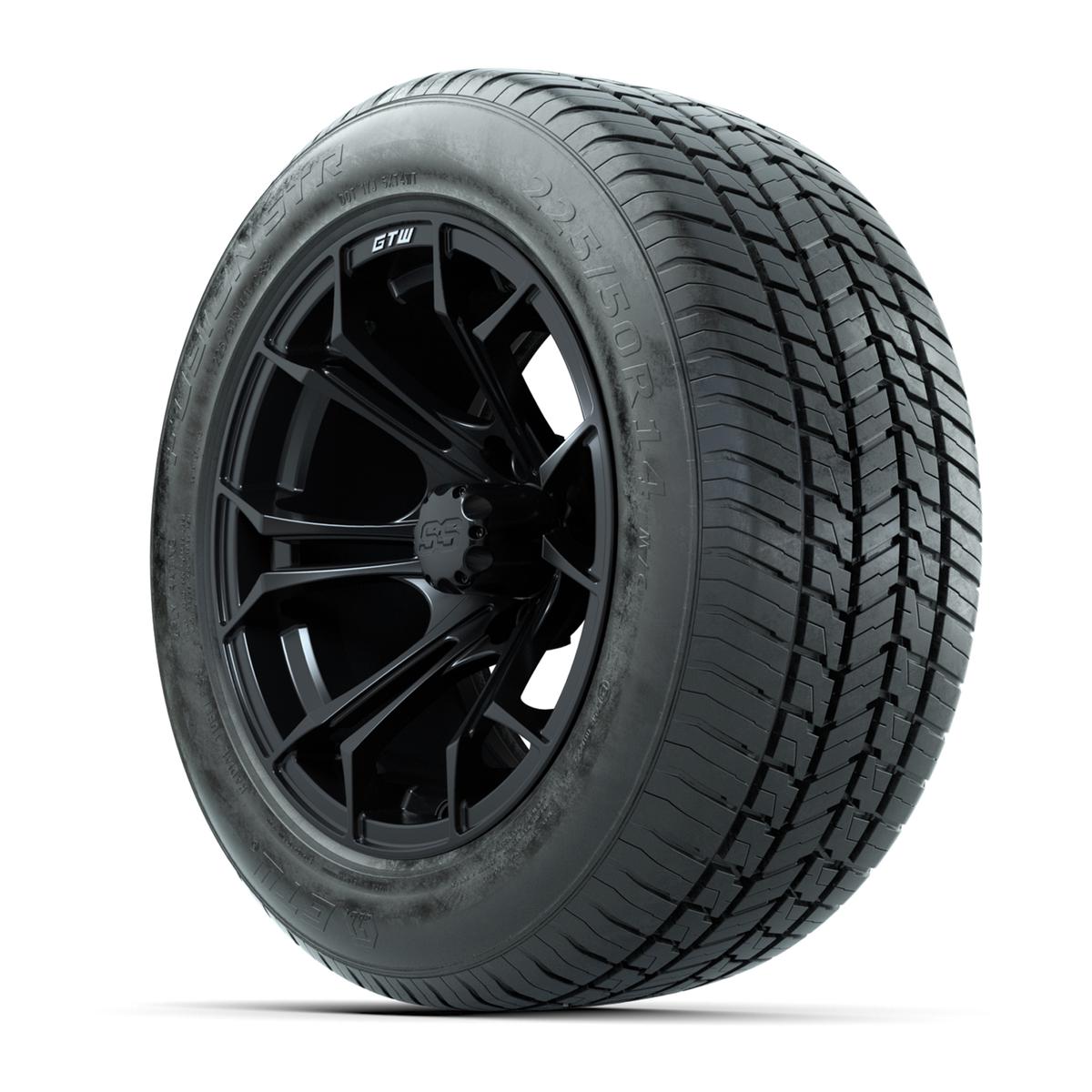 GTW&reg; Spyder Matte Black 14 in Wheels with 255/50-R14 Fusion STR DOT Approved Street Tires - Full Set