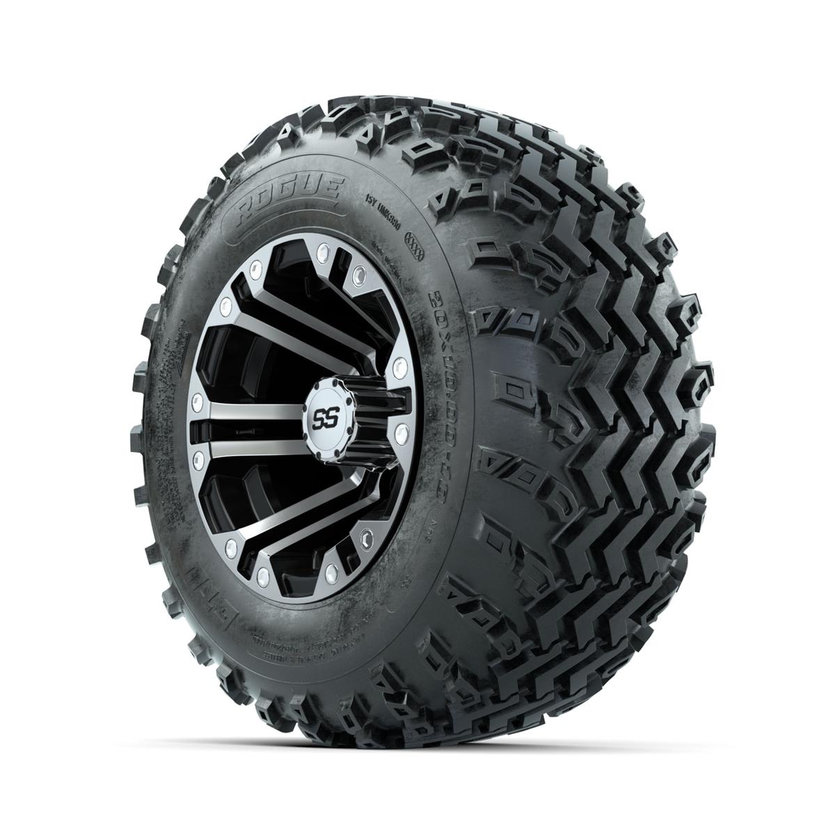 GTW Specter Machined/Black 10 in Wheels with 20x10.00-10 Rogue All Terrain Tires – Full Set