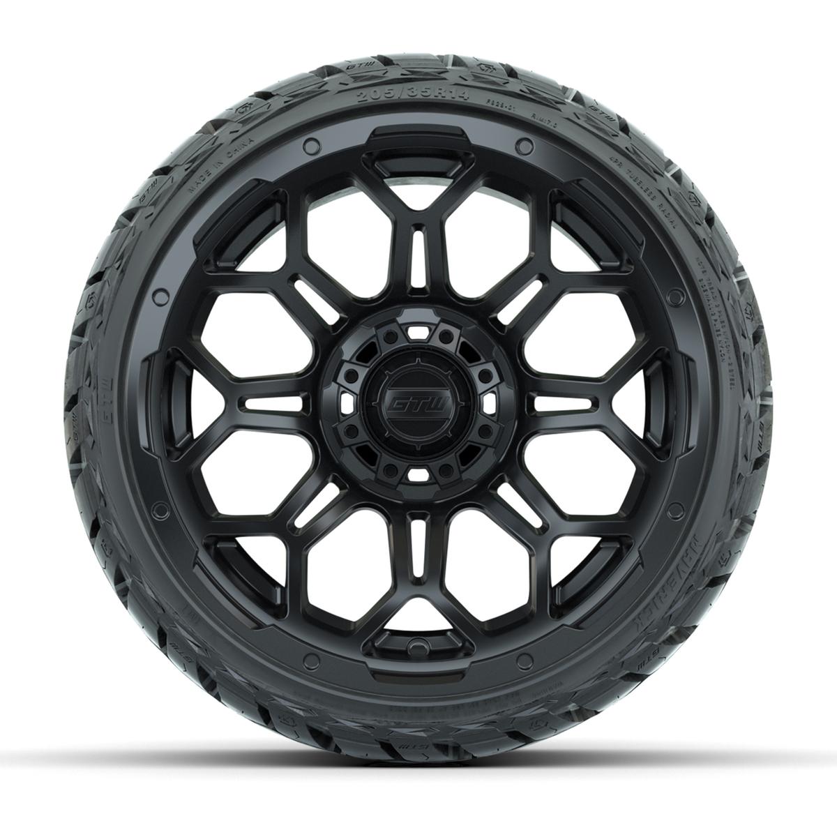 GTW Bravo Matte Black 14 in Wheels with 205/35-R14 Maverick Low-Profile All-Terrain Tires – Full Set