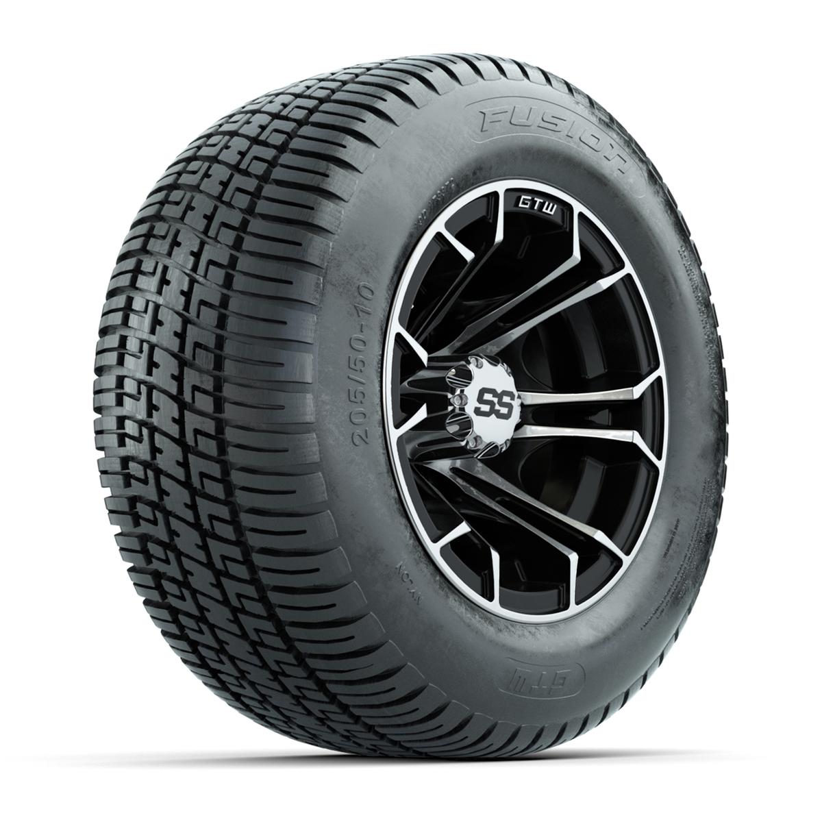 GTW Spyder Machined/Black 10 in Wheels with 205/50-10 Fusion Street Tires – Full Set