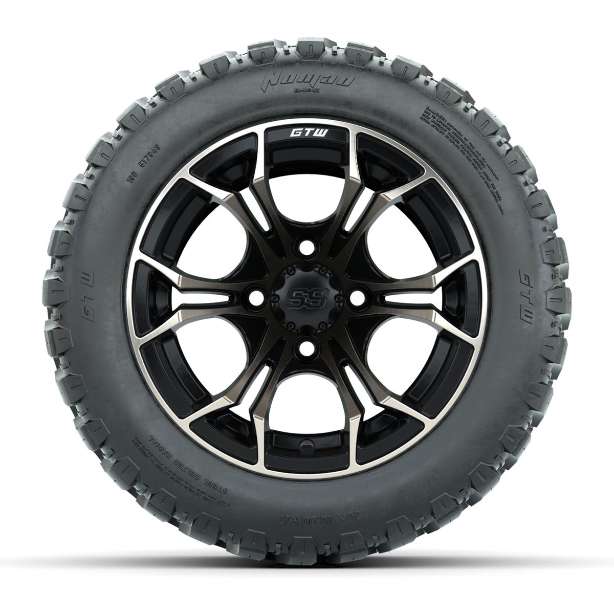 GTW&reg; Spyder Matte Black/Bronze 12 in Wheels with 20X10-12 Nomad Steel Belt Radial All-Terrain Tires – Full Set