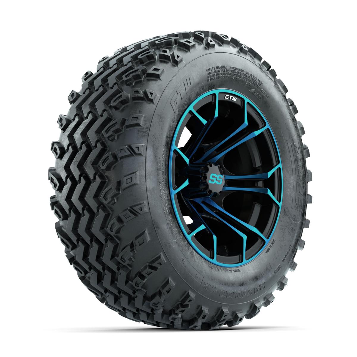 GTW Spyder Blue/Black 12 in Wheels with 23x10.00-12 Rogue All Terrain Tires – Full Set