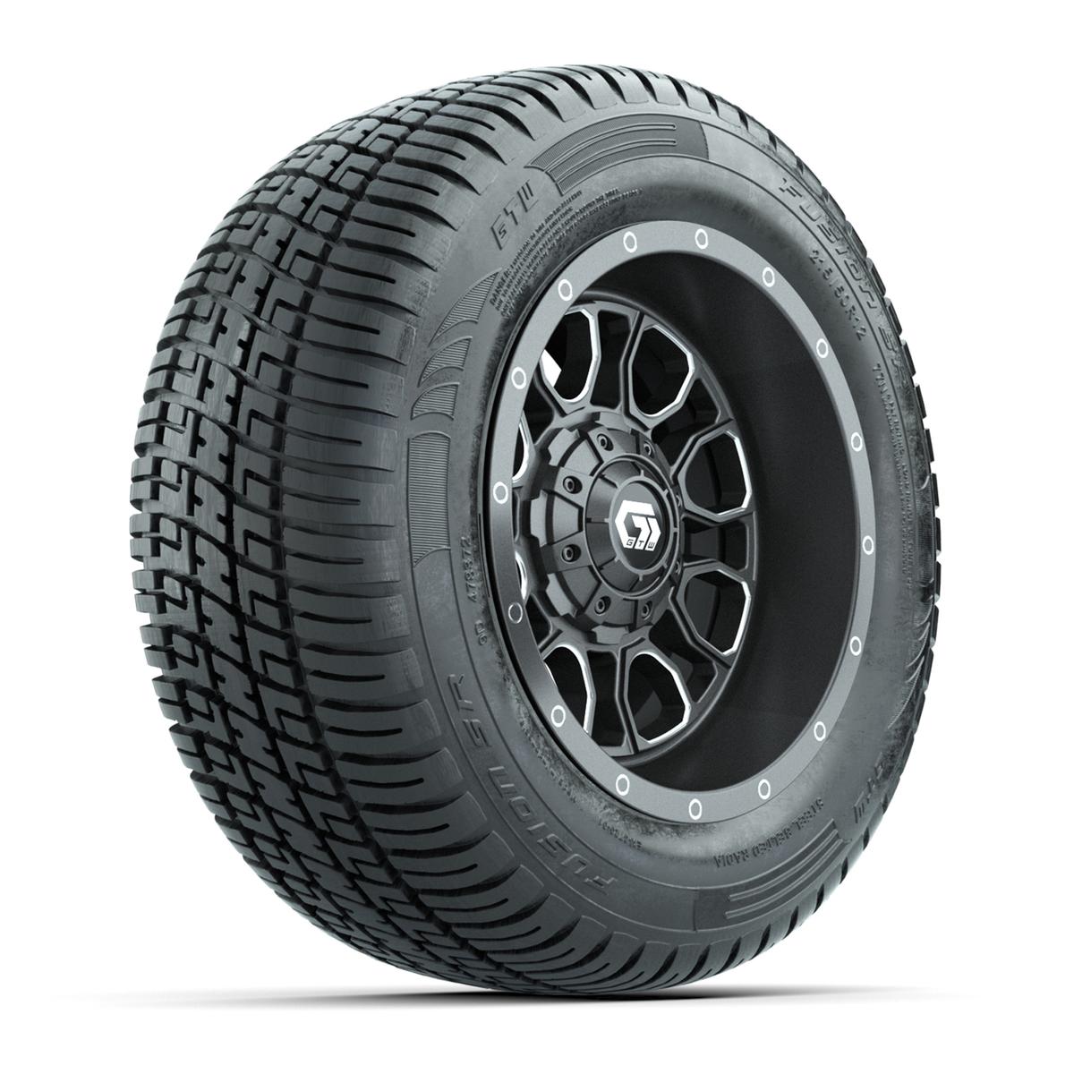 GTW Volt Gunmetal/Machined 12 in Wheels with 215/50-R12 Fusion S/R Street Tires - Full Set