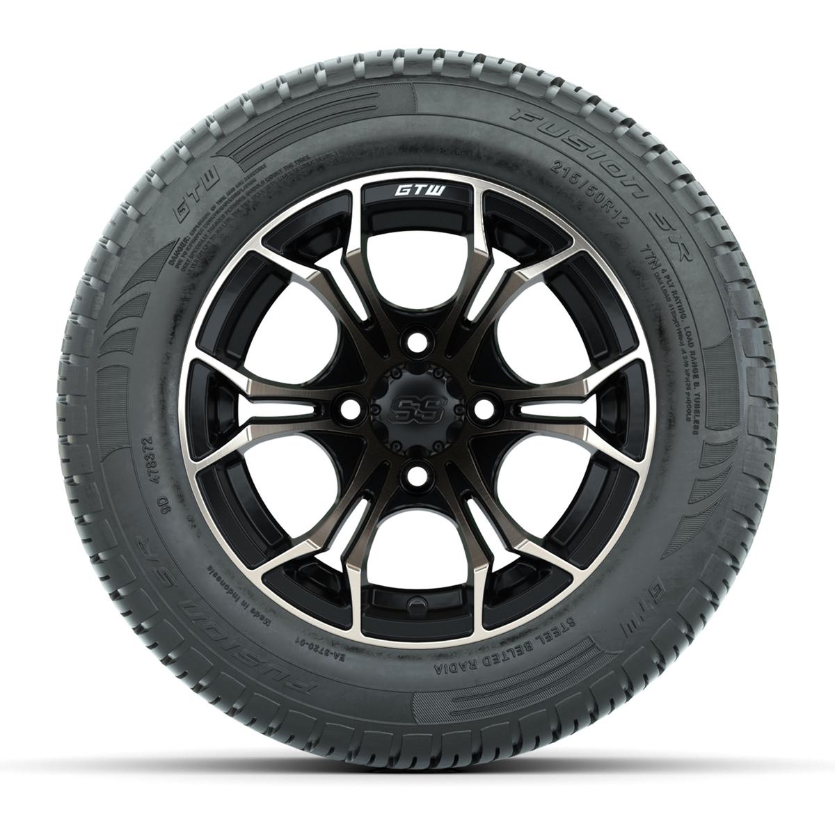 Set of (4) 12 in GTW Spyder Wheels with 215/50-R12 Fusion S/R Street Tires