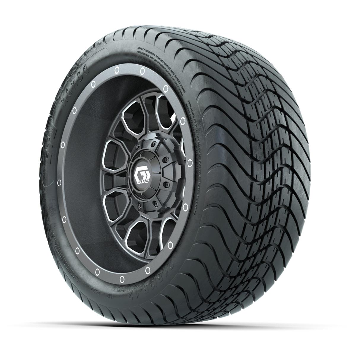 GTW Volt Gunmetal/Machined 12 in Wheels with 215/35-12 Mamba Street Tires – Full Set