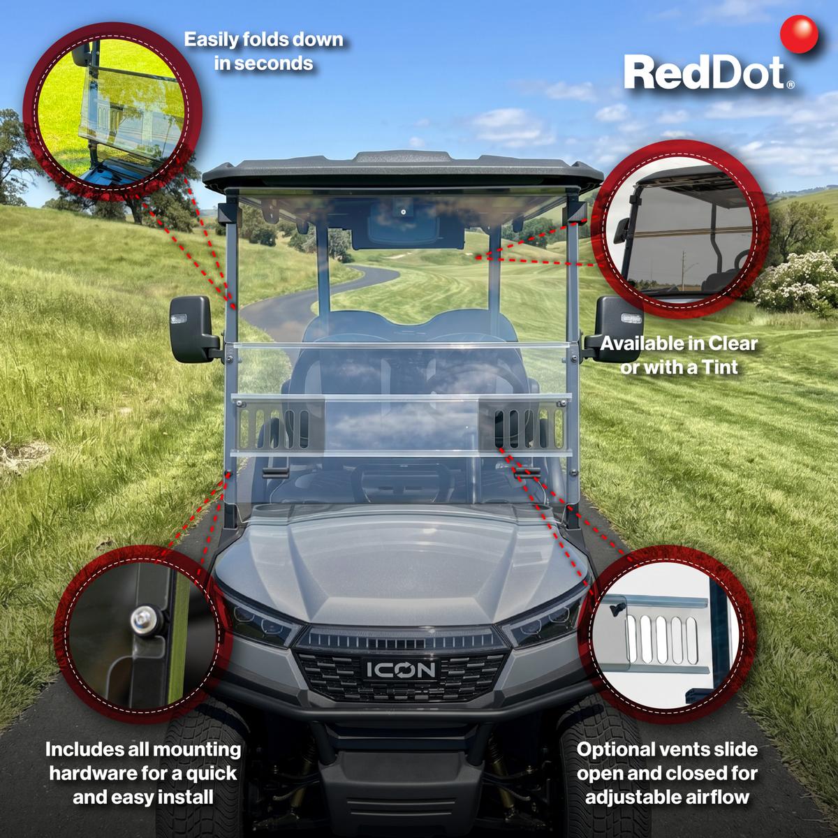 RedDot Tinted Standard Folding Windshield for ICON i40X and i60LX