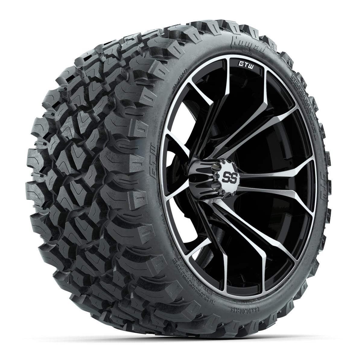 GTW Spyder Machined/Black 15 in Wheels with 23x10-R15 Nomad All-Terrain Tires – Full Set