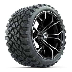 GTW Spyder Machined/Black 15 in Wheels with 23x10-R15 Nomad All-Terrain Tires – Full Set