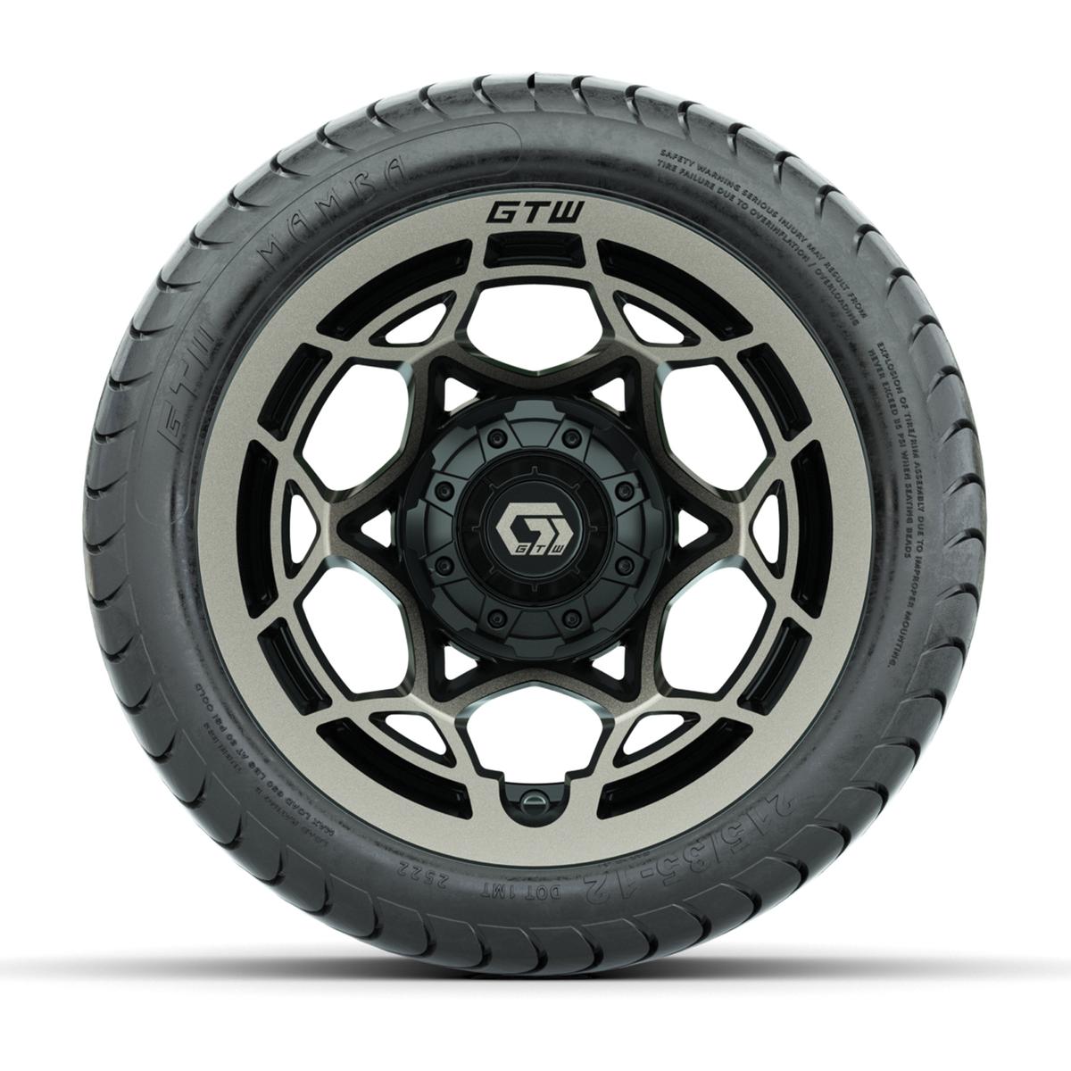 GTW® Nexus Gloss Black/Satin Bronze 12 in Wheels with 215/35-12 Mamba Street Tires – Full Set