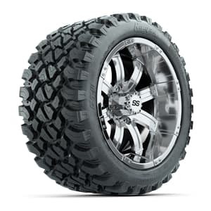 GTW&reg; Tempest Chrome 14 in Wheels with 23X10-R14 Nomad Steel Belt Radial All-Terrain Tires – Full Set