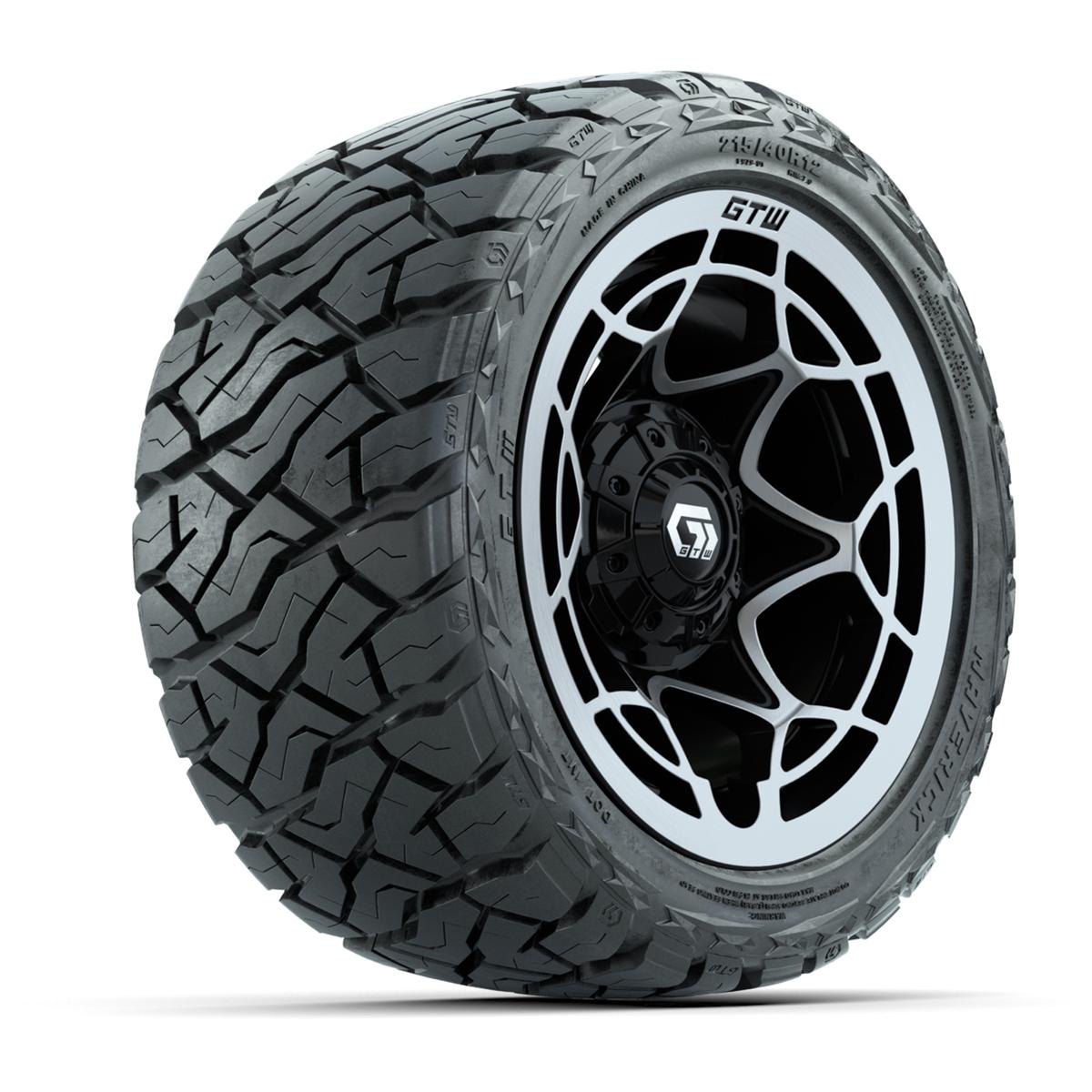 GTW Nexus Gloss Black/Silver 12 in Wheels with 215/40-R12 Maverick Low-Profile All-Terrain Tires – Full Set