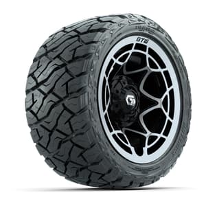 GTW Nexus Gloss Black/Silver 12 in Wheels with 215/40-R12 Maverick Low-Profile All-Terrain Tires – Full Set