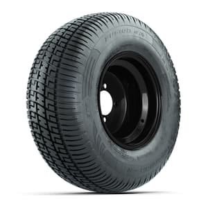 Set of (4) 10 in Black Steel Offset Wheels with 205/65-10 Fusion Street Tires