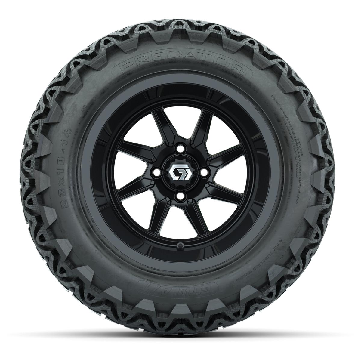 GTW&reg; Reaper Gloss Black 14 in Wheels with 23X10-14 Predator All-Terrain Tires - Full Set