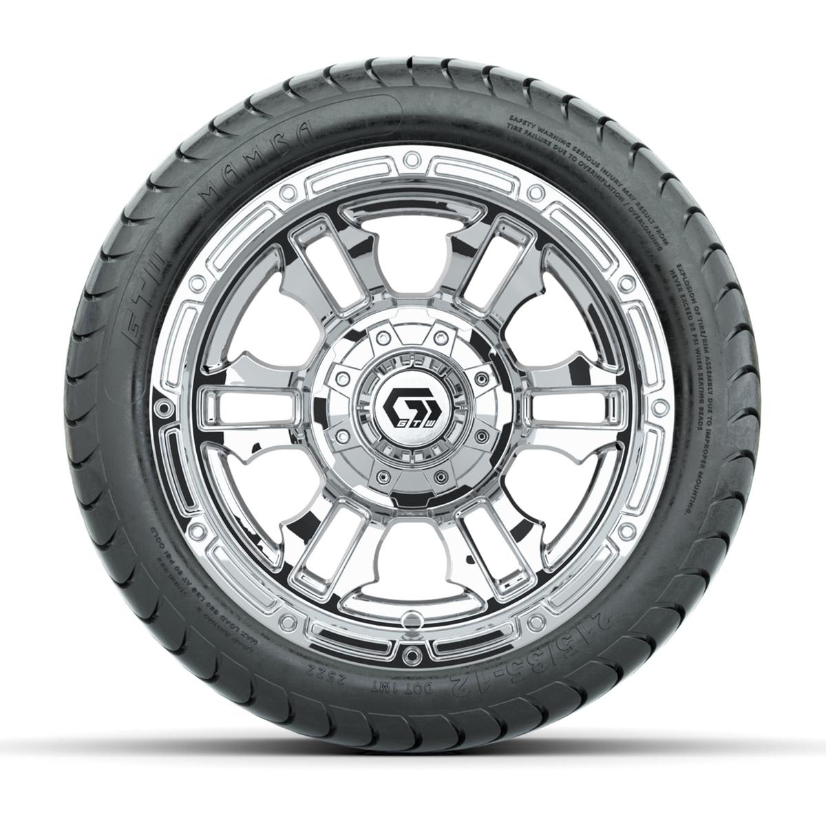 GTW® Shogun Chrome 12 in Wheels with 215/35-12 Mamba Street Tires – Full Set