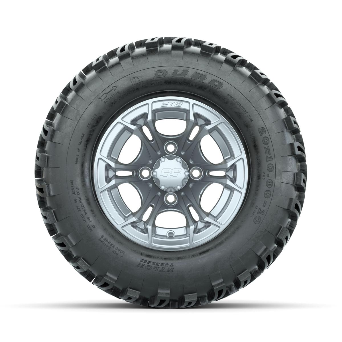 GTW Spyder Silver Brush 10 in Wheels with 20x10-10 Duro Desert All Terrain Tires – Full Set
