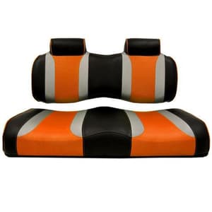 MadJax&reg; Tsunami Black–Liquid Silver w/ Orange Wave Club Car Front Seat Cushions