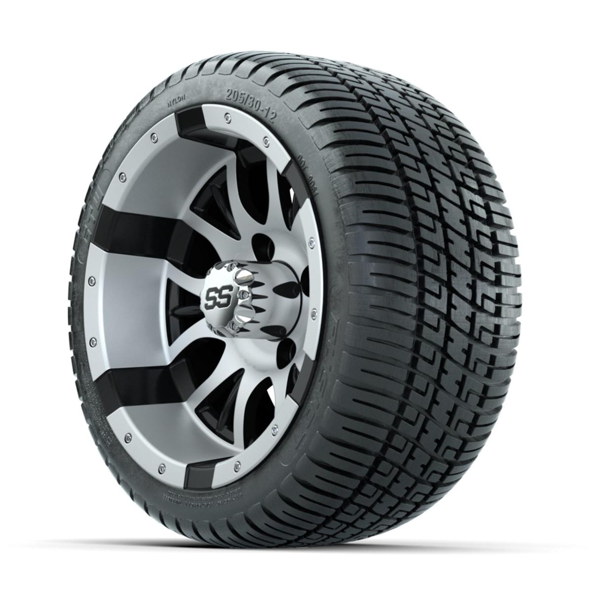 GTW Diesel Machined/Black 12 in Wheels with 205/30-12 Fusion Street Tires – Full Set