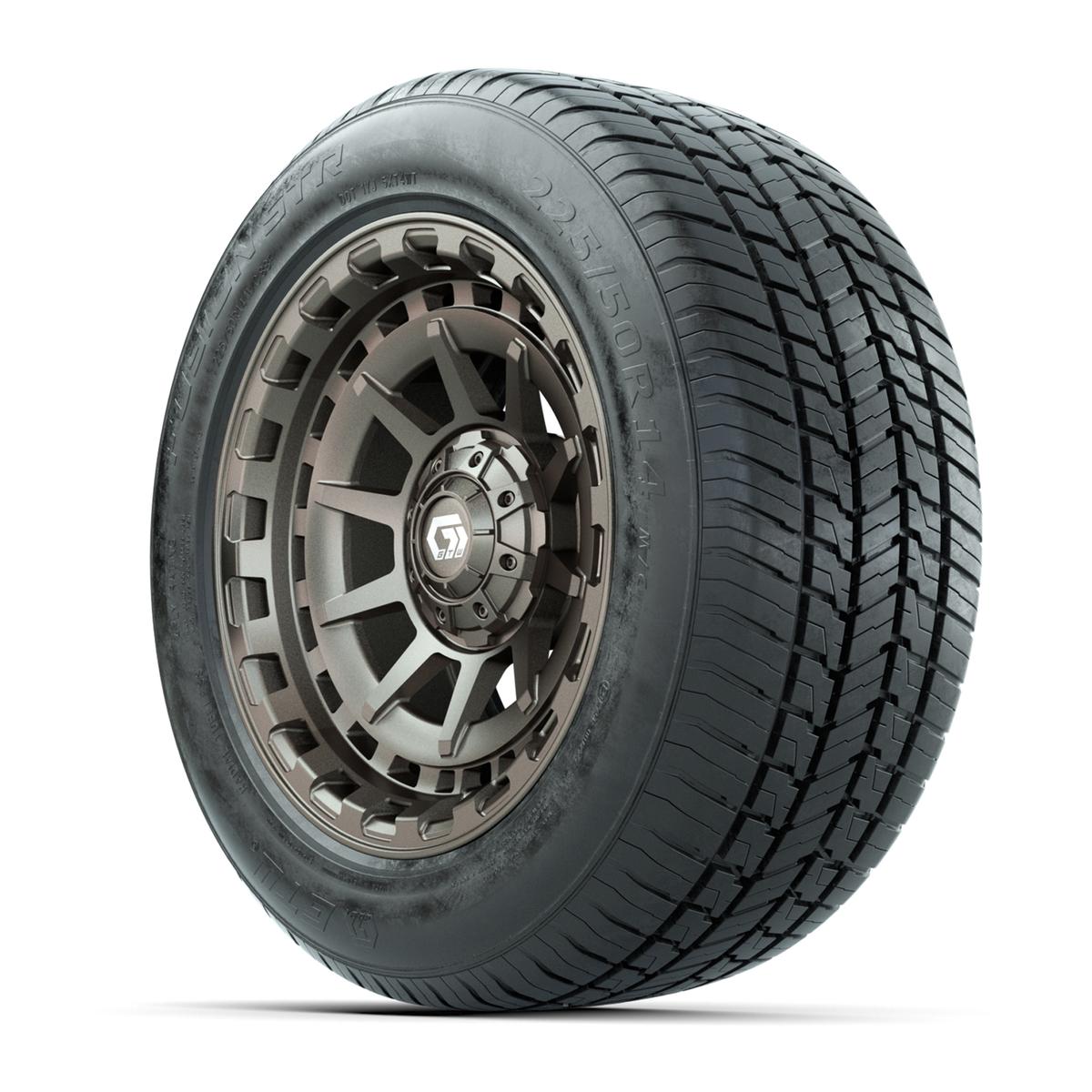 GTW&reg; Barricade Satin Bronze 14 in Wheels with 255/50-R14 Fusion STR DOT Approved Street Tires - Full Set