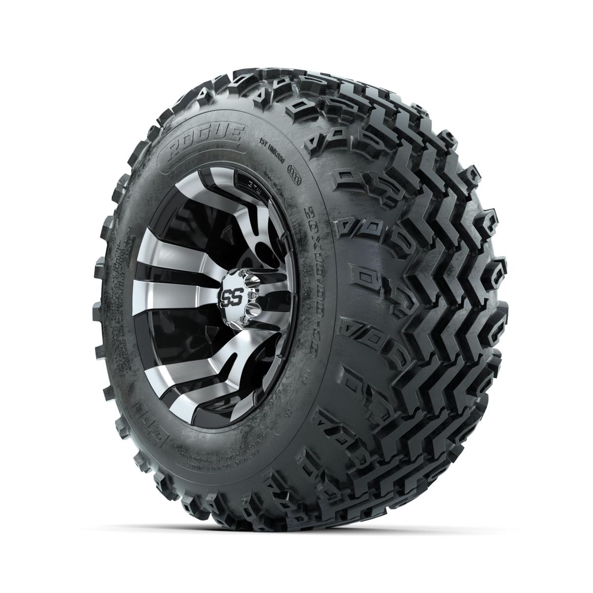 GTW Vampire Machined/Black 10 in Wheels with 20x10.00-10 Rogue All Terrain Tires – Full Set