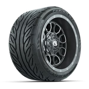 GTW&reg; Volt Gunmetal 12 in Wheels with 215/40-R12 Fusion GTR Steel Belt Radial Street Tires – Full Set