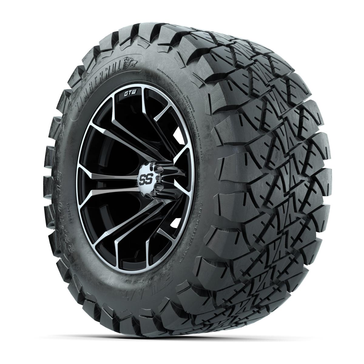 Set of 4 GTW 12in Spyder Black and Machined Wheels with 22in Timberwolf Mud Tires