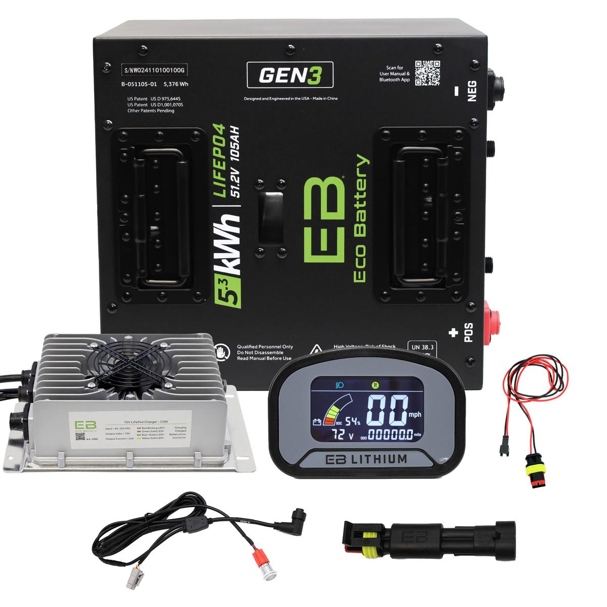 ICON EV Eco Lithium 51v 105Ah GEN3 Battery Bundle - Thru Hole