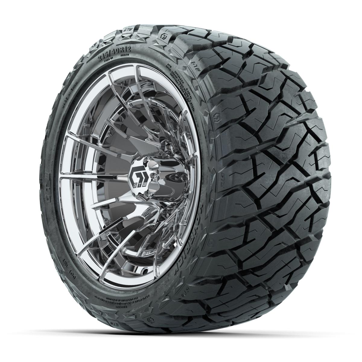 GTW Boost Chrome 12 in Wheels with 215/40-R12 Maverick Low-Profile All-Terrain Tires – Full Set
