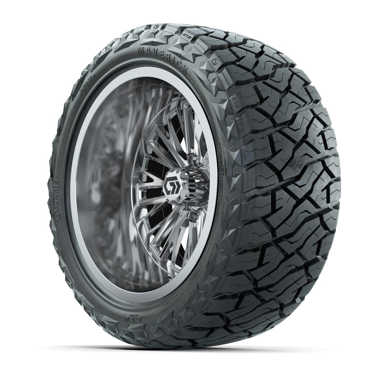 GTW&reg; Viper Chrome 15 in Wheels with 23X10-R15 Maverick Steel Belted Radial All-Terrain Tires - Full Set