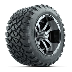 GTW&reg; Storm Trooper Black/Machined 12 in Wheels with 22X11-R12 Nomad Steel Belt Radial All-Terrain Tires – Full Set