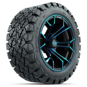 GTW Spyder Blue/Black 14 in Wheels with 22x10-14 GTW Timberwolf All-Terrain Tires – Full Set