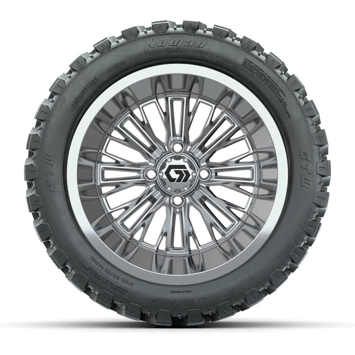 GTW&reg; Viper Chrome 14 in Wheels with 23X10-R14 Nomad Steel Belt Radial All-Terrain Tires - Full Set