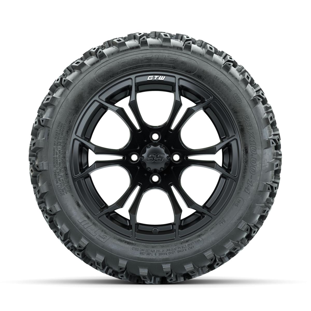 GTW Spyder Matte Black 14 in Wheels with 23x10.00-14 Rogue All Terrain Tires – Full Set