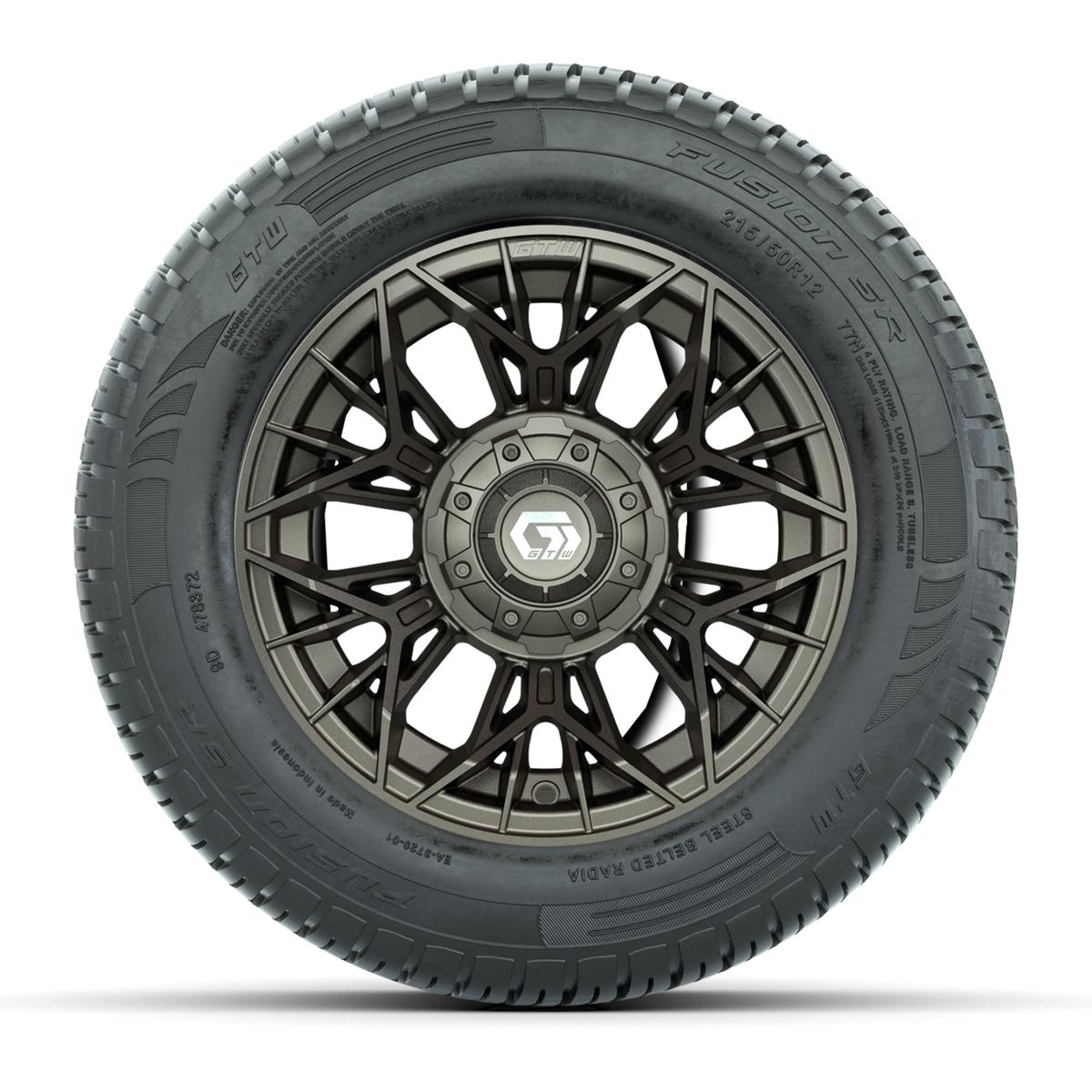 Set of (4) 12 in GTW® Stellar Matte Bronze Wheels with 215/50-R12 Fusion S/R Street Tires