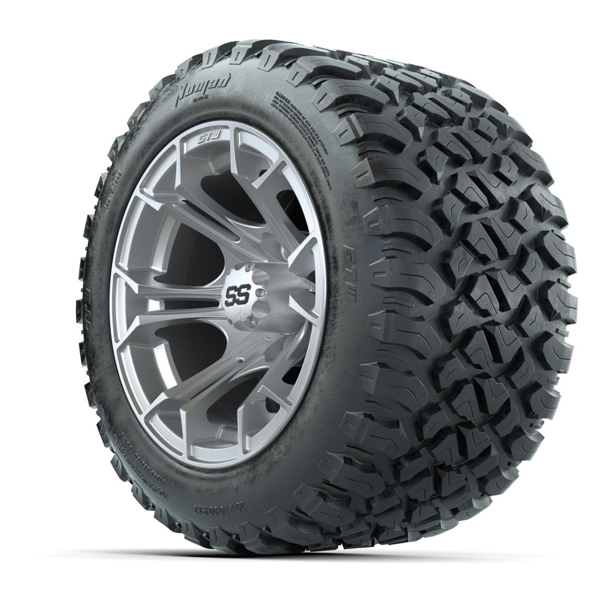 GTW&reg; Spyder Silver Brush 12 in Wheels with 20X10-12 Nomad Steel Belt Radial All-Terrain Tires – Full Set