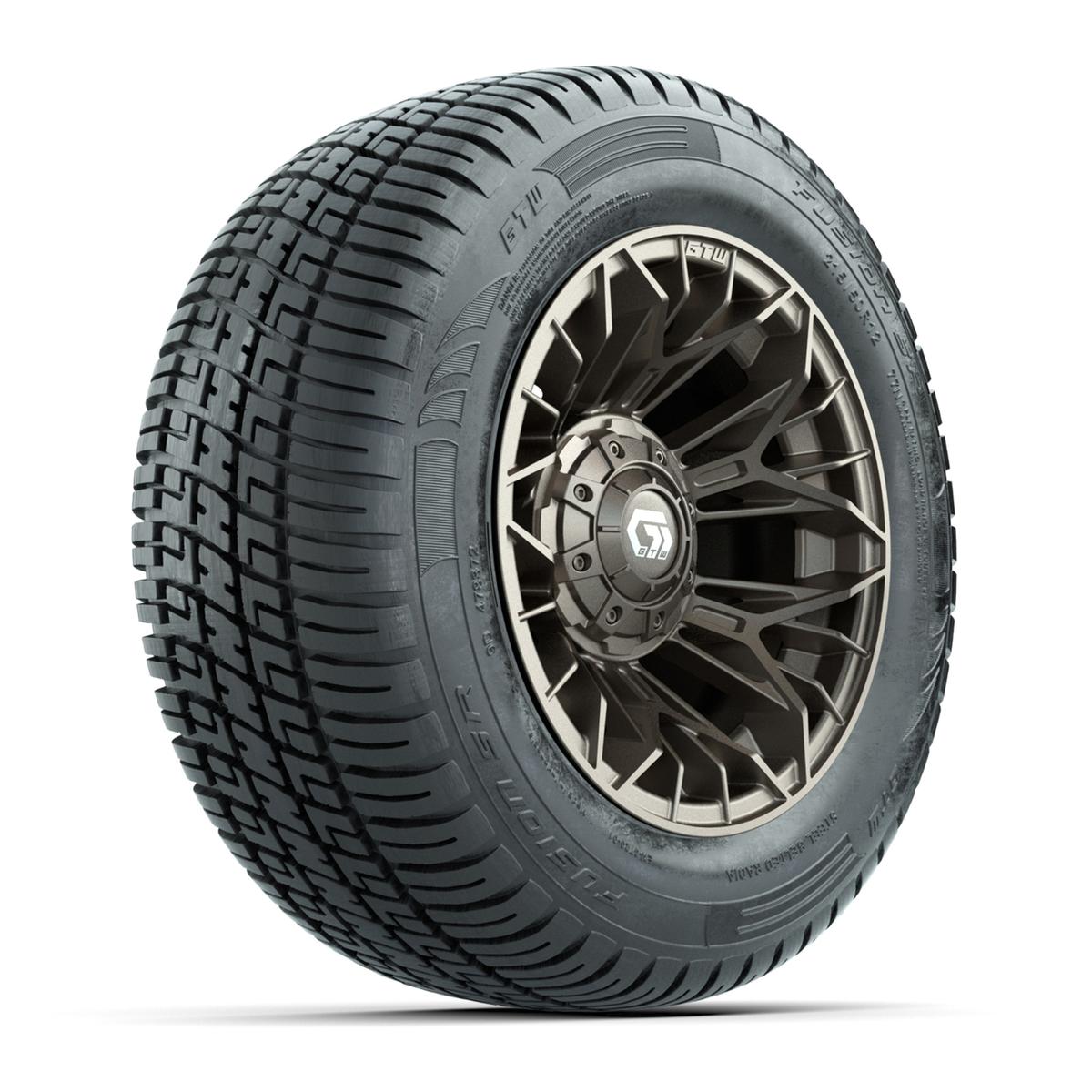 Set of (4) 12 in GTW® Stellar Matte Bronze Wheels with 215/50-R12 Fusion S/R Street Tires